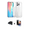 MARSİLYAN™- iPhone 15 Pro Max Kılıf Nova Işık Koleksiyonu - Siyah 3D Antistatik Mat Seramik Nano Ekran Koruyucu + Raze Metal Kamera Lens - LT
