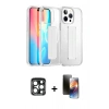 MARSİLYAN™- iPhone 15 Pro Max Kılıf Nova Işık Koleksiyonu - Siyah 3D Antistatik Mat Seramik Nano Ekran Koruyucu + PVD Metal Kamera Lens - LT