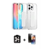 MARSİLYAN™- iPhone 15 Pro Max Kılıf Nova Işık Koleksiyonu - Siyah 3D Antistatik Mat Seramik Nano Ekran Koruyucu + PVD Metal Kamera Lens - TU