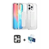 MARSİLYAN™- iPhone 15 Pro Max Kılıf Nova Işık Koleksiyonu - Siyah 3D Antistatik Seramik Nano Ekran Koruyucu + PVD Metal Kamera Lens - GS
