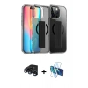 MARSİLYAN™- iPhone 15 Pro Max Kılıf Nova Işık Koleksiyonu - Siyah 3D Antistatik Seramik Nano Ekran Koruyucu + Raze Metal Kamera Lens - LT