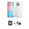 MARSİLYAN™- iPhone 15 Pro Max Kılıf Nova Işık Koleksiyonu - Siyah 3D Antistatik Seramik Nano Ekran Koruyucu + PVD Metal Kamera Lens - SH