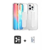 MARSİLYAN™- iPhone 15 Pro Max Kılıf Nova Işık Koleksiyonu - Siyah Bilvis 0.18mm Plus Cam Ekran Koruyucu + PVD Metal Kamera Lens - SH