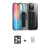 MARSİLYAN™- iPhone 15 Pro Max Kılıf Nova Işık Koleksiyonu - Siyah Bilvis 0.18mm Plus Cam Ekran Koruyucu + PVD Metal Kamera Lens - LT