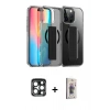 MARSİLYAN™- iPhone 15 Pro Max Kılıf Nova Işık Koleksiyonu - Siyah Bilvis 3D Cam Ekran Koruyucu + PVD Metal Kamera Lens - LT