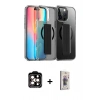 MARSİLYAN™- iPhone 15 Pro Max Kılıf Nova Işık Koleksiyonu - Siyah Bilvis 3D Cam Ekran Koruyucu + PVD Metal Kamera Lens - TU
