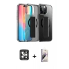 MARSİLYAN™- iPhone 15 Pro Max Kılıf Nova Işık Koleksiyonu - Siyah Bilvis 3D Mat Cam Ekran Koruyucu + PVD Metal Kamera Lens - GI
