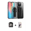 MARSİLYAN™- iPhone 15 Pro Max Kılıf Nova Işık Koleksiyonu - Siyah Bilvis 3D Mat Cam Ekran Koruyucu + PVD Metal Kamera Lens - TU
