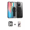 MARSİLYAN™- iPhone 15 Pro Max Kılıf Nova Işık Koleksiyonu - Siyah Bilvis 3D Mat Cam Ekran Koruyucu + PVD Metal Kamera Lens - GS