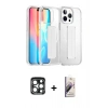 MARSİLYAN™- iPhone 15 Pro Max Kılıf Nova Işık Koleksiyonu - Siyah Bilvis 3D Mat Cam Ekran Koruyucu + PVD Metal Kamera Lens - LT