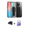 MARSİLYAN™- iPhone 15 Pro Max Kılıf Nova Işık Koleksiyonu - Siyah Bilvis 5in1 5D Magic Hayalet Cam Ekran Koruyucu + Raze Metal Kamera Lens - LT
