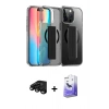 MARSİLYAN™- iPhone 15 Pro Max Kılıf Nova Işık Koleksiyonu - Siyah Bilvis 5in1 5D Magic Hayalet Cam Ekran Koruyucu + Raze Metal Kamera Lens - SH