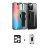MARSİLYAN™- iPhone 15 Pro Max Kılıf Nova Işık Koleksiyonu - Siyah Bilvis Hayalet Cam Ekran Koruyucu + PVD Metal Kamera Lens - GS