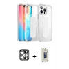 MARSİLYAN™- iPhone 15 Pro Max Kılıf Nova Işık Koleksiyonu - Siyah Bilvis Hayalet Cam Ekran Koruyucu + PVD Metal Kamera Lens - GS
