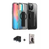 MARSİLYAN™- iPhone 15 Pro Max Kılıf Nova Işık Koleksiyonu - Siyah Bilvis Hayalet Cam Ekran Koruyucu + Raze Metal Kamera Lens - LT
