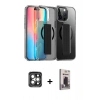 MARSİLYAN™- iPhone 15 Pro Max Kılıf Nova Işık Koleksiyonu - Siyah Bilvis Hayalet Cam Ekran Koruyucu + PVD Metal Kamera Lens - GI