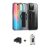 MARSİLYAN™- iPhone 15 Pro Max Kılıf Nova Işık Koleksiyonu - Siyah Bilvis Hayalet Cam Ekran Koruyucu + Raze Metal Kamera Lens - TMGI