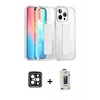 MARSİLYAN™- iPhone 15 Pro Max Kılıf Nova Işık Koleksiyonu - Siyah Bilvis Hayalet Cam Ekran Koruyucu + PVD Metal Kamera Lens - SH