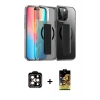 MARSİLYAN™- iPhone 15 Pro Max Kılıf Nova Işık Koleksiyonu - Siyah Buffer Cam Ekran Koruyucu + PVD Metal Kamera Lens - TU