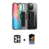 MARSİLYAN™- iPhone 15 Pro Max Kılıf Nova Işık Koleksiyonu - Siyah Buffer Hayalet Cam Ekran Koruyucu + PVD Metal Kamera Lens - LT