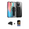 MARSİLYAN™- iPhone 15 Pro Max Kılıf Nova Işık Koleksiyonu - Siyah Buffer Hayalet Cam Ekran Koruyucu + Titanyum Gri Raze Metal Kamera Lens