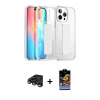 MARSİLYAN™- iPhone 15 Pro Max Kılıf Nova Işık Koleksiyonu - Siyah Buffer Hayalet Cam Ekran Koruyucu + Titanyum Gri Raze Metal Kamera Lens