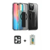 MARSİLYAN™- iPhone 15 Pro Max Kılıf Nova Işık Koleksiyonu - Siyah Polymer Nano Ekran Koruyucu + PVD Metal Kamera Lens - LT