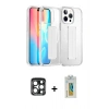 MARSİLYAN™- iPhone 15 Pro Max Kılıf Nova Işık Koleksiyonu - Siyah Polymer Nano Ekran Koruyucu + PVD Metal Kamera Lens - LT