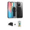 MARSİLYAN™- iPhone 15 Pro Max Kılıf Nova Işık Koleksiyonu - Siyah Polymer Nano Ekran Koruyucu + Raze Metal Kamera Lens - TMGI