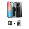 MARSİLYAN™- iPhone 15 Pro Max Kılıf Nova Işık Koleksiyonu - Siyah Vanessa Magic Cam + Gri PVD Metal Kamera Lens