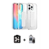 MARSİLYAN™- iPhone 15 Pro Max Kılıf Nova Işık Koleksiyonu - Siyah Vanessa Magic Hayalet Cam + PVD Metal Kamera Lens - TU