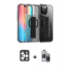 MARSİLYAN™- iPhone 15 Pro Max Kılıf Nova Işık Koleksiyonu - Siyah Vanessa Magic Hayalet Cam + PVD Metal Kamera Lens - GS