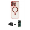 MARSİLYAN™- iPhone 15 Pro Max Kılıf Nova Işık Özel Seri - Şeffaf 360 Full Body Arka Koruyucu + Raze Metal Kamera Lens - TMGI