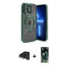 MARSİLYAN™- iPhone 15 Pro Max Kılıf Nova Işık Özel Seri - Şeffaf 360 Full Body Arka Koruyucu + Raze Metal Kamera Lens - TMGI