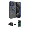 MARSİLYAN™- iPhone 15 Pro Max Kılıf Nova Işık Özel Seri - Şeffaf 360 Full Body Arka Koruyucu + Raze Metal Kamera Lens - TMGI