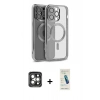 MARSİLYAN™- iPhone 15 Pro Max Kılıf Nova Işık Özel Seri - Şeffaf Pasifik Cam Ekran Koruyucu + PVD Metal Kamera Lens - GI