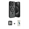 MARSİLYAN™- iPhone 15 Pro Max Kılıf Nova Işık Özel Seri - Şeffaf Pasifik Cam Ekran Koruyucu + PVD Metal Kamera Lens - GI