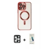MARSİLYAN™- iPhone 15 Pro Max Kılıf Nova Işık Özel Seri - Şeffaf Pasifik Cam Ekran Koruyucu + PVD Metal Kamera Lens - LT