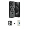 MARSİLYAN™- iPhone 15 Pro Max Kılıf Nova Işık Özel Seri - Şeffaf Pasifik Cam Ekran Koruyucu + PVD Metal Kamera Lens - LT