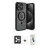 MARSİLYAN™- iPhone 15 Pro Max Kılıf Nova Işık Özel Seri - Şeffaf Pasifik Cam Ekran Koruyucu + PVD Metal Kamera Lens - SH