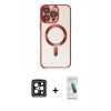 MARSİLYAN™- iPhone 15 Pro Max Kılıf Nova Işık Özel Seri - Şeffaf Pasifik Cam Ekran Koruyucu + PVD Metal Kamera Lens - SH