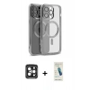 MARSİLYAN™- iPhone 15 Pro Max Kılıf Nova Işık Özel Seri - Şeffaf Pasifik Cam Ekran Koruyucu + PVD Metal Kamera Lens - SH
