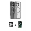 MARSİLYAN™- iPhone 15 Pro Max Kılıf Nova Işık Özel Seri - Siyah 360 Mat Full Body Arka Koruyucu + PVD Metal Kamera Lens - GS