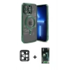 MARSİLYAN™- iPhone 15 Pro Max Kılıf Nova Işık Özel Seri - Siyah 360 Mat Full Body Arka Koruyucu + PVD Metal Kamera Lens - LT