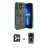 MARSİLYAN™- iPhone 15 Pro Max Kılıf Nova Işık Özel Seri - Siyah 360 Mat Full Body Arka Koruyucu + PVD Metal Kamera Lens - SH