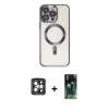 MARSİLYAN™- iPhone 15 Pro Max Kılıf Nova Işık Özel Seri - Siyah 360 Mat Full Body Arka Koruyucu + PVD Metal Kamera Lens - GI