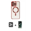 MARSİLYAN™- iPhone 15 Pro Max Kılıf Nova Işık Özel Seri - Siyah 360 Mat Full Body Arka Koruyucu + PVD Metal Kamera Lens - SH