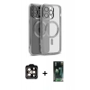 MARSİLYAN™- iPhone 15 Pro Max Kılıf Nova Işık Özel Seri - Siyah 360 Mat Full Body Arka Koruyucu + PVD Metal Kamera Lens - TU