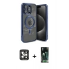 MARSİLYAN™- iPhone 15 Pro Max Kılıf Nova Işık Özel Seri - Siyah 360 Mat Full Body Arka Koruyucu + PVD Metal Kamera Lens - GI