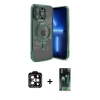 MARSİLYAN™- iPhone 15 Pro Max Kılıf Nova Işık Özel Seri - Siyah 360 Mat Full Body Arka Koruyucu + PVD Metal Kamera Lens - TU
